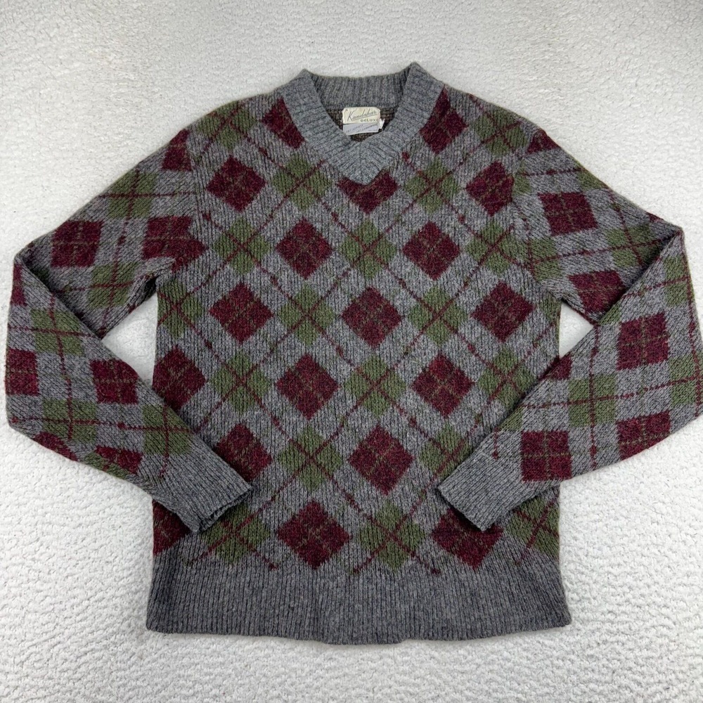 Vintage Kandahar Deluxe Alpaca‎ Lambs Wool Sweater Women's L Argyle Fisherman